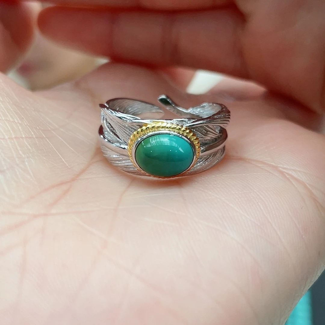 绿松石戒指银S925镶嵌