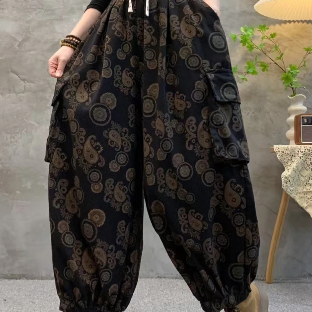 25405秋冬新款炒色数码印花牛仔工装裤