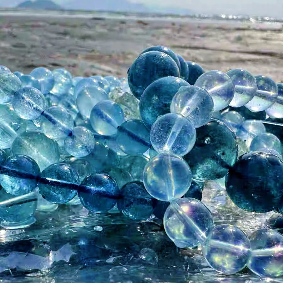 天然辰砂726高品天然海蓝宝手串多样性发一件