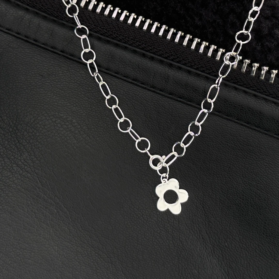 坠链均925银 花朵项链 银色46cm 13063