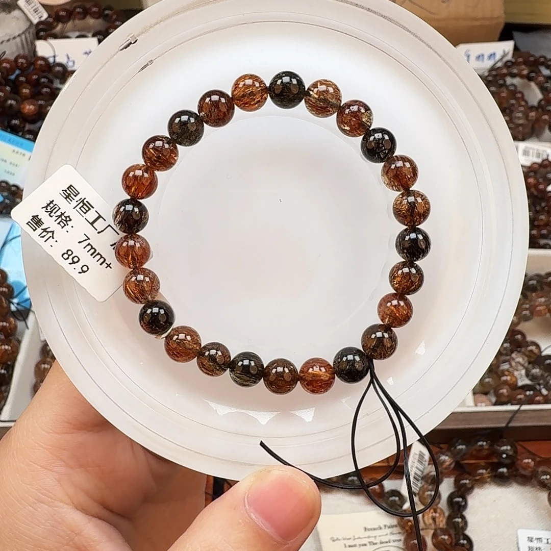 未镶嵌手链水晶天然水晶黑金超七直播间链接
