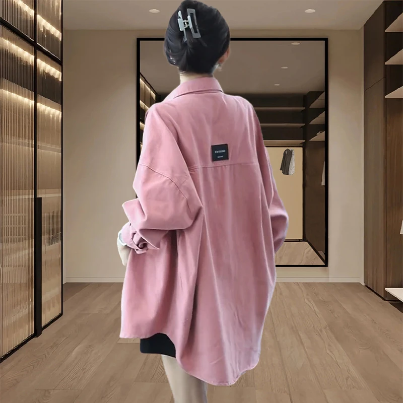 休闲松弛感衬衫2026年春秋新款慵懒风小个子宽松开衫女牛仔衬衣女