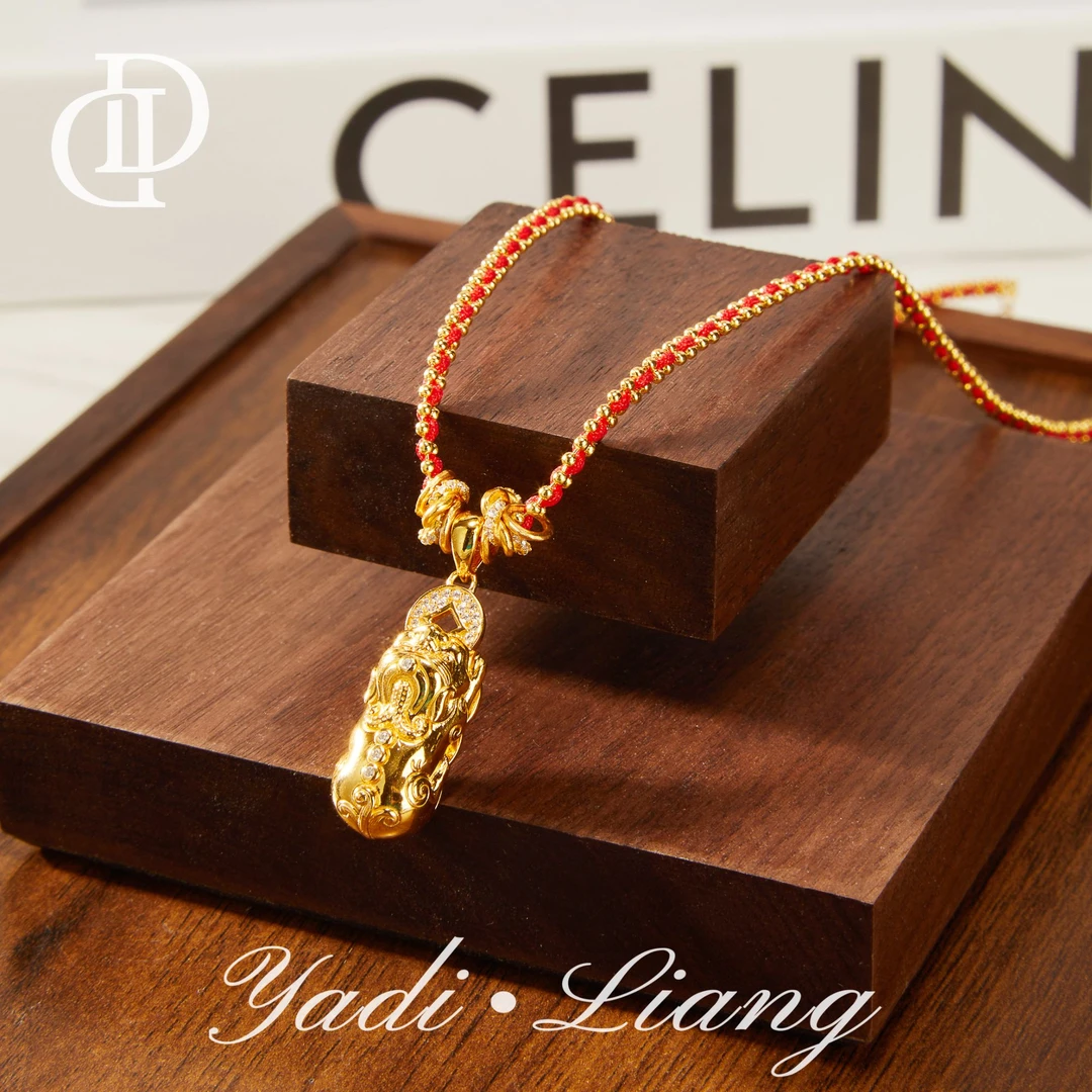 坠链均925银 梁雅帝新品【日月财神吞金兽】气质时尚百搭纯银项链