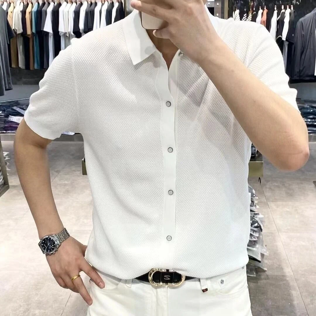 帅气正装耐看上衣免烫无痕外套高端衬衫白色衬衣正品高级感休闲男