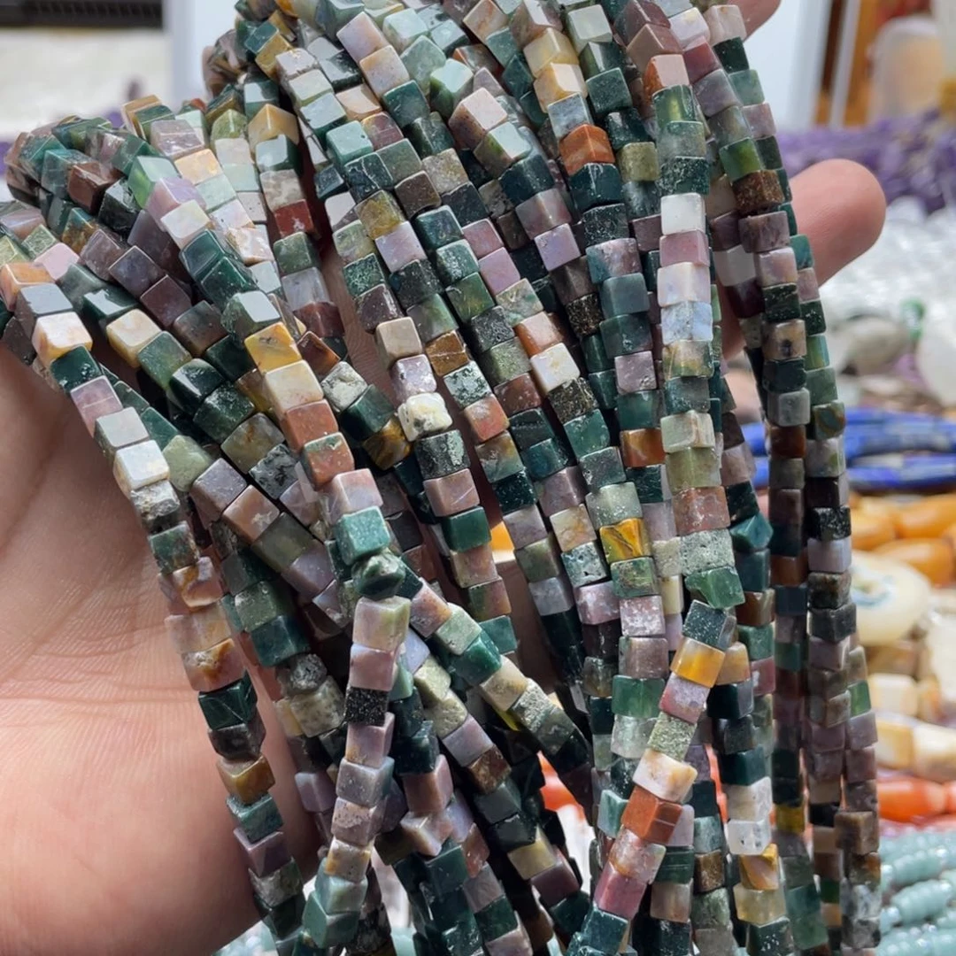 玛瑙/玉髓合金珠宝半成品两条装卡4mm水草玛瑙方糖