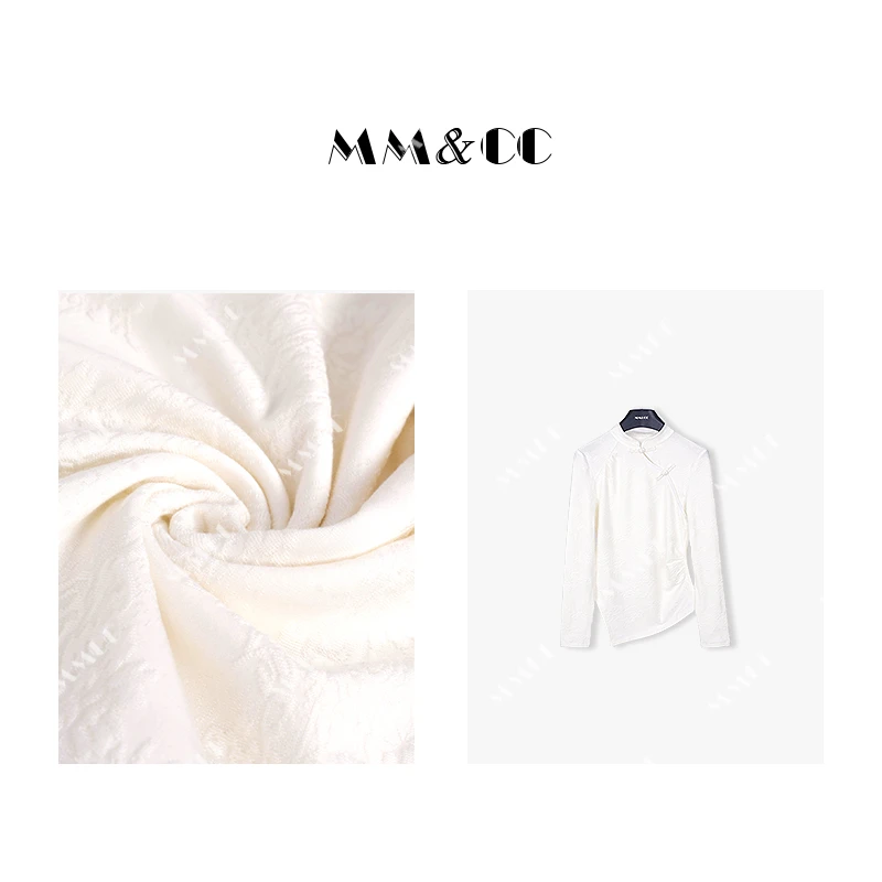 【春满庭】新中式国风长袖t恤女秋冬新款设计感修身显瘦上衣E6080