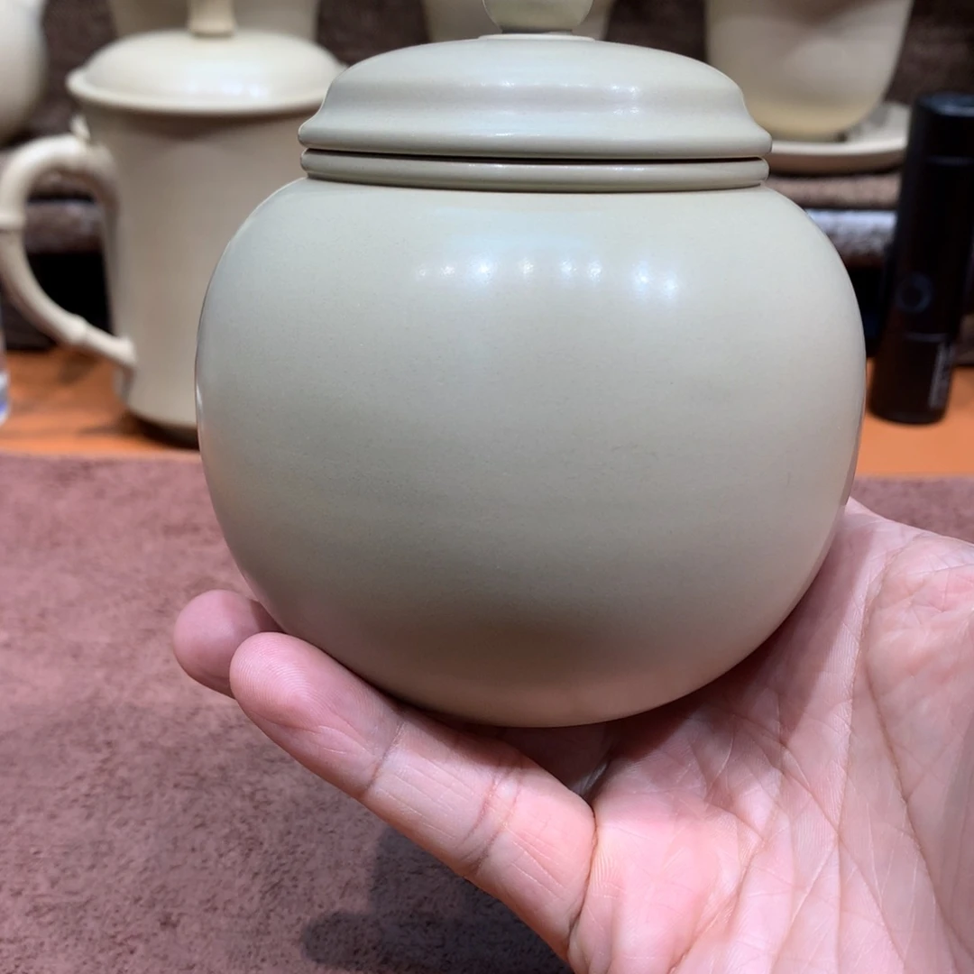 泥塑彧放漏瑕疵白泥茶叶罐