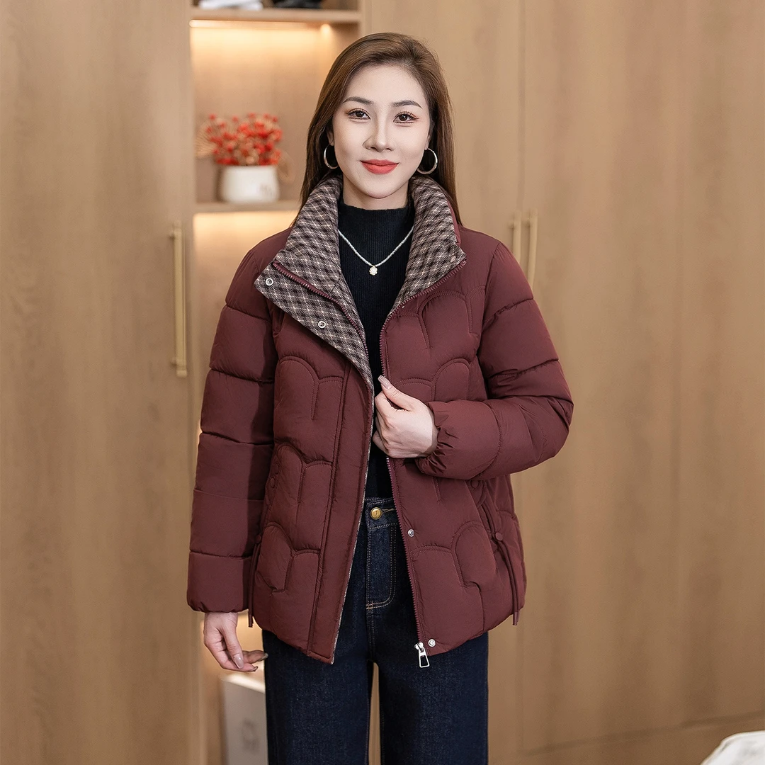2025冬季新款羽绒棉服女立领洋气减龄保暖棉衣外套中老年妈妈上衣
