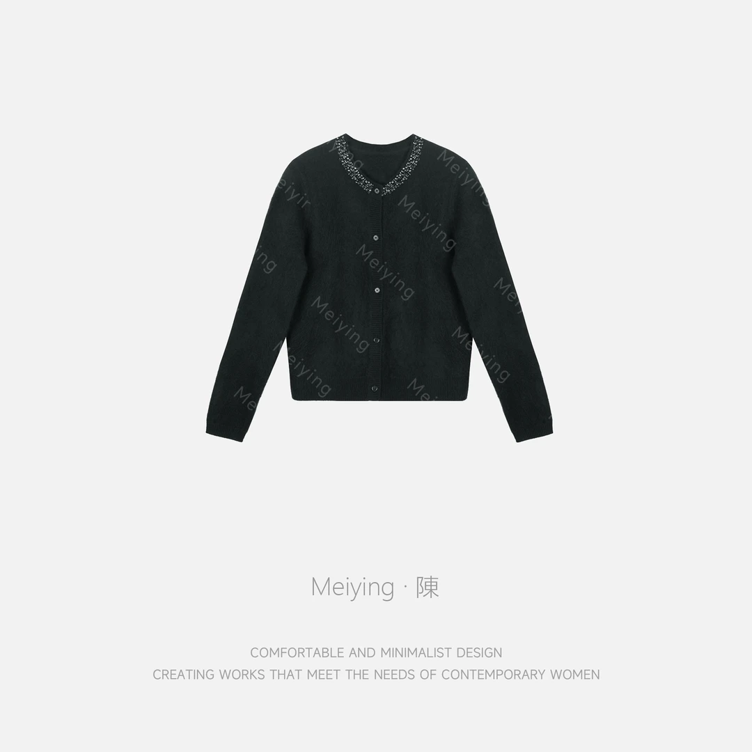 Meiying-"英伦女孩"针织手工定珠钻领羊毛衫YZ5QZ025