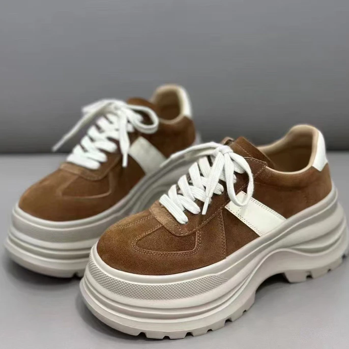 短毛松糕厚底7公分真皮休闲鞋