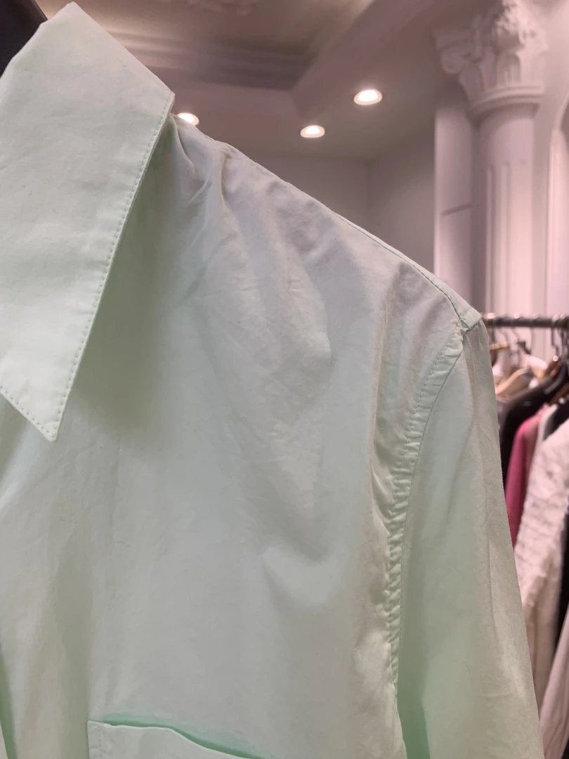 [兮希] 时尚长袖淡绿色纯棉衬衫上衣  ZK148