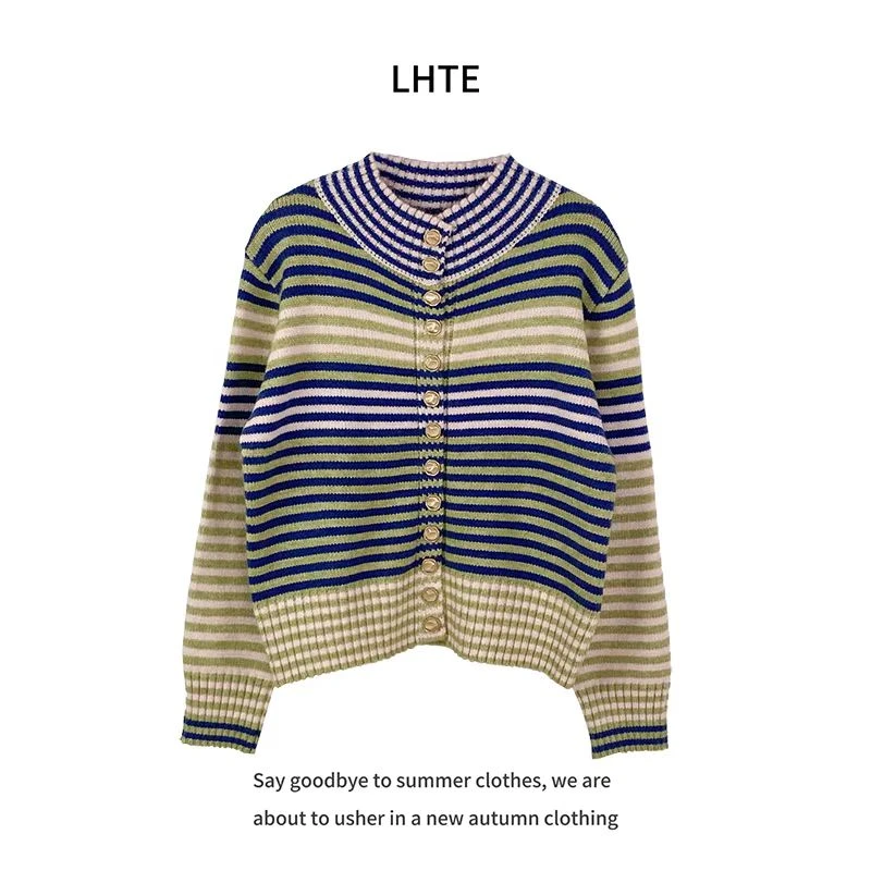 【青青定制】C6321长袖时尚百搭宽松条纹上衣