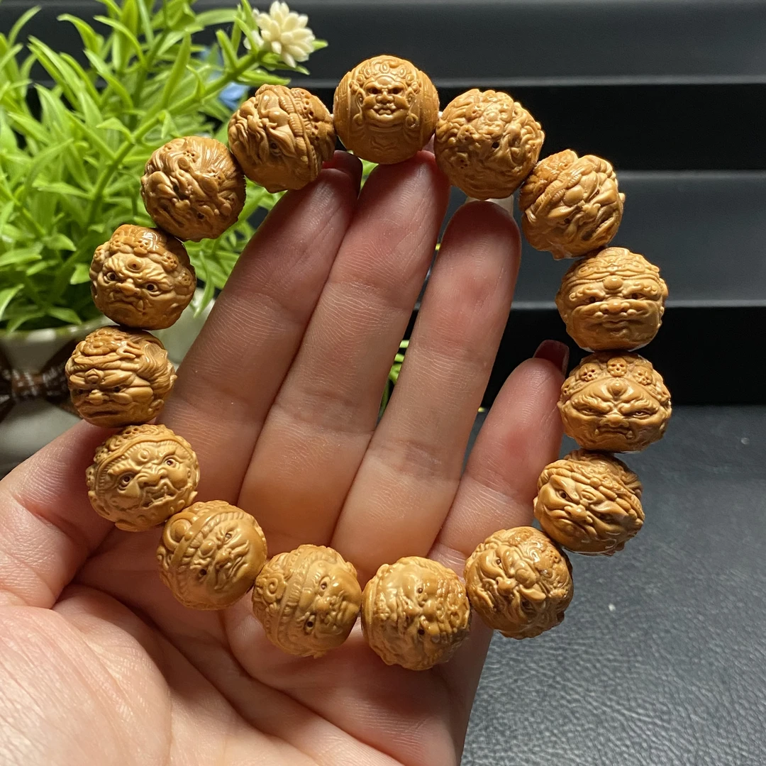 【黄财神大黑天1.7】猴头核桃手工雕刻招财强行吸金毕业级文玩手串