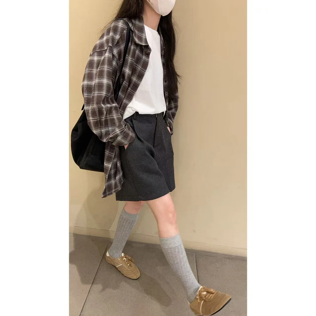 【咖格衬衫】欧尼家秋季新款休闲韩版格子衬衫