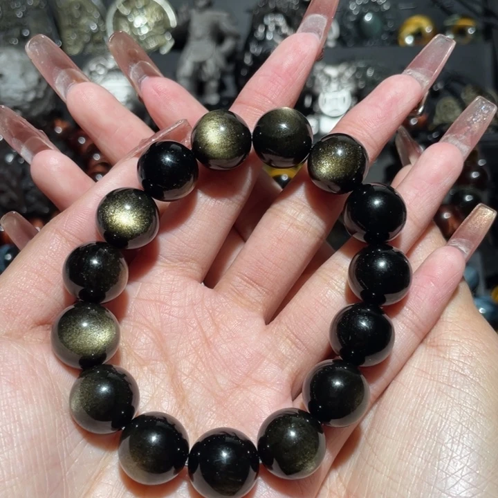 黑曜岩手串未镶嵌青