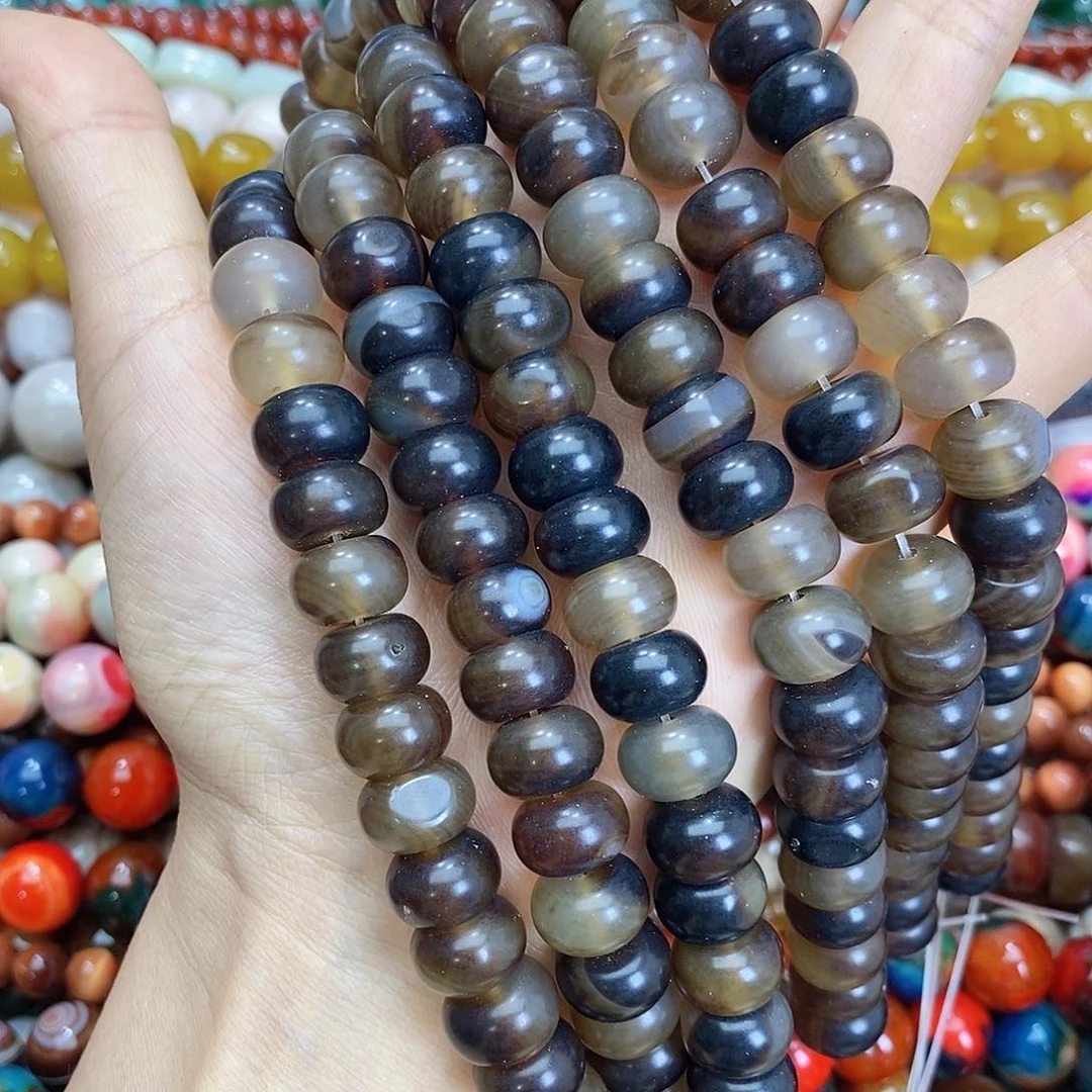 玛瑙/玉髓未镶嵌珠宝半成品玛瑙算盘带小平头随机一条装散珠