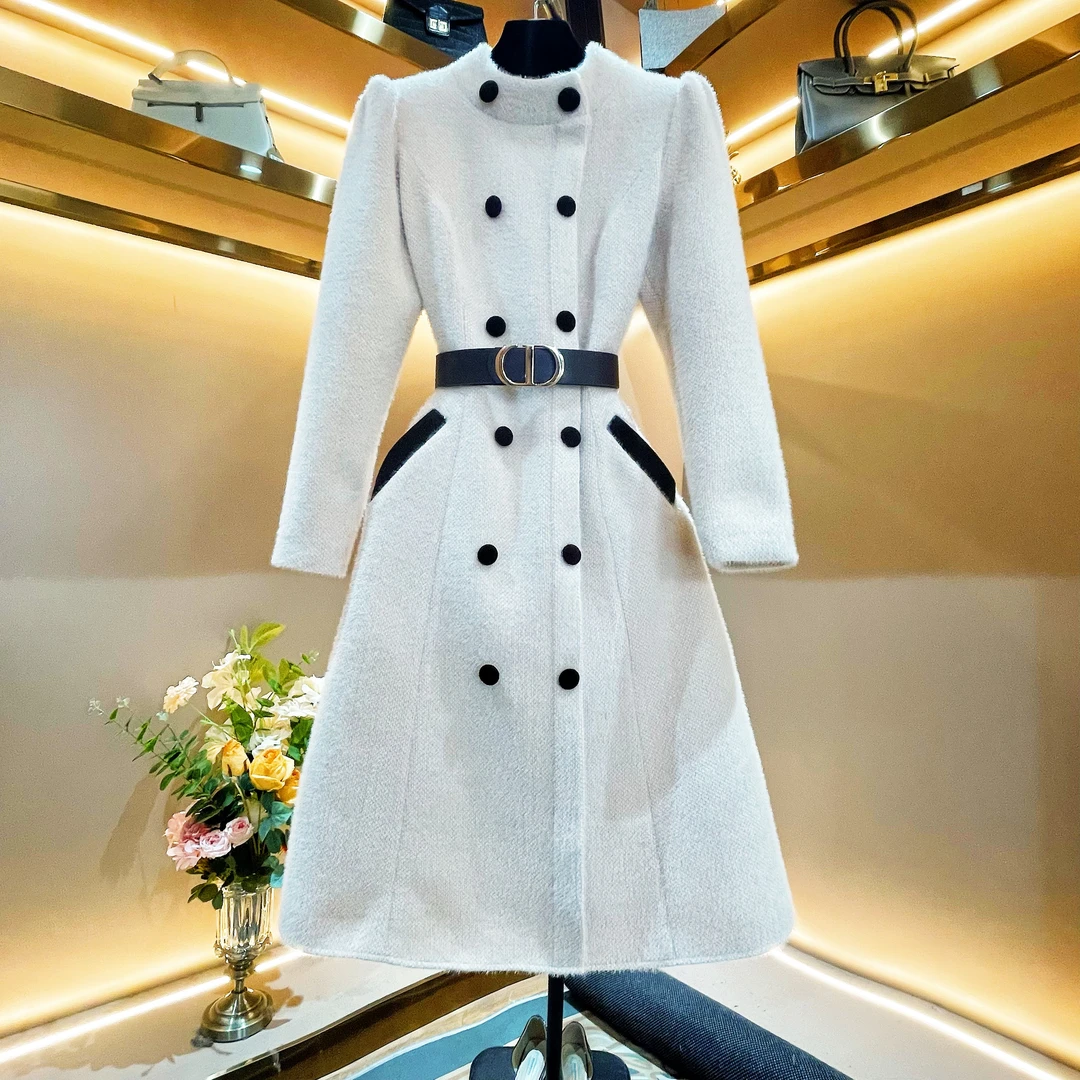 【杏雾奶霜】[晖晖]轻奢设计师款优雅气质修身时尚收腰连衣裙-88258