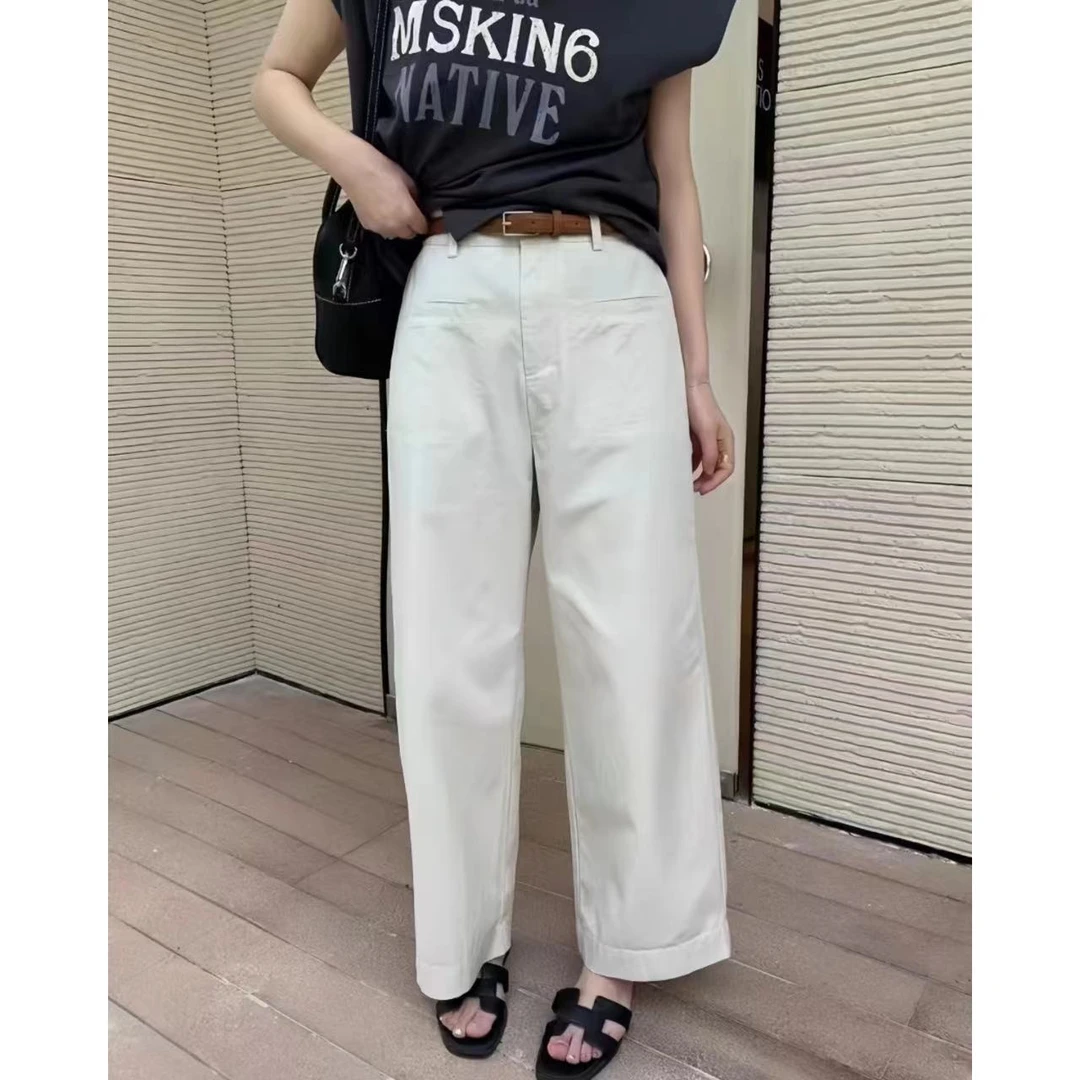 玳妮【萍萍推荐】夏季 时尚百搭显瘦细腰带阔腿裤 薄款直筒休闲裤