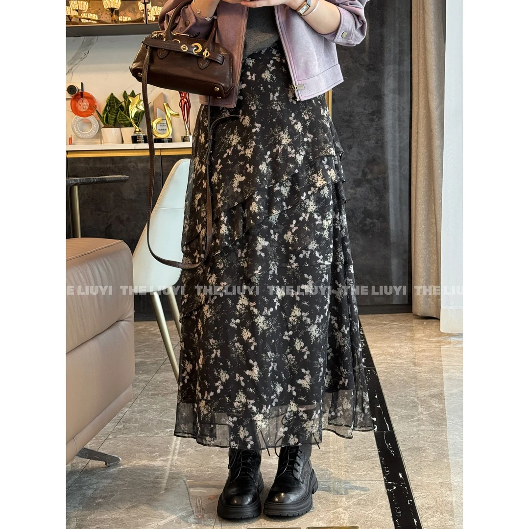 【LIUYI】高腰时髦显瘦碎花半身裙580712