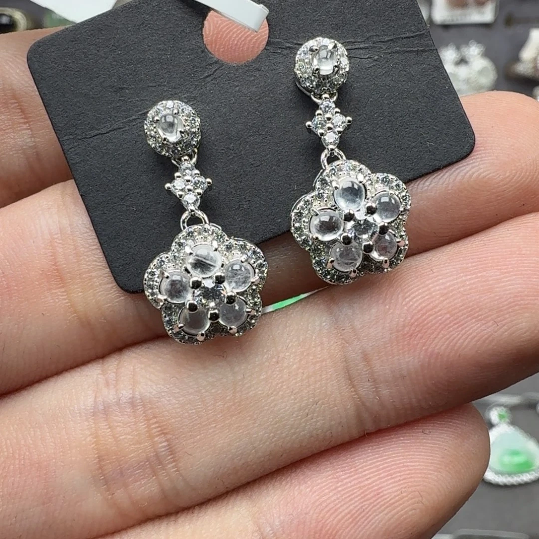 翡翠银S925镶嵌戒指天然缅甸翡翠A货