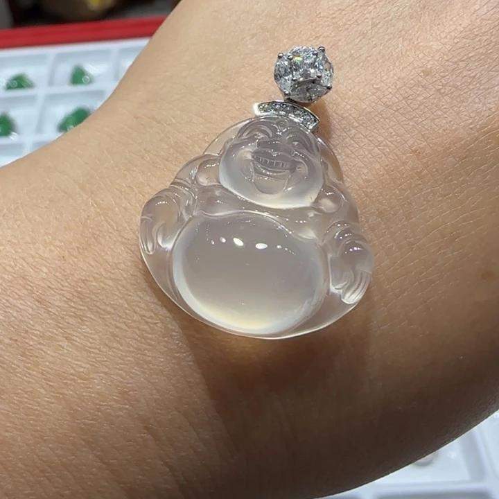 银S925镶嵌颈饰玛瑙/玉髓佛公