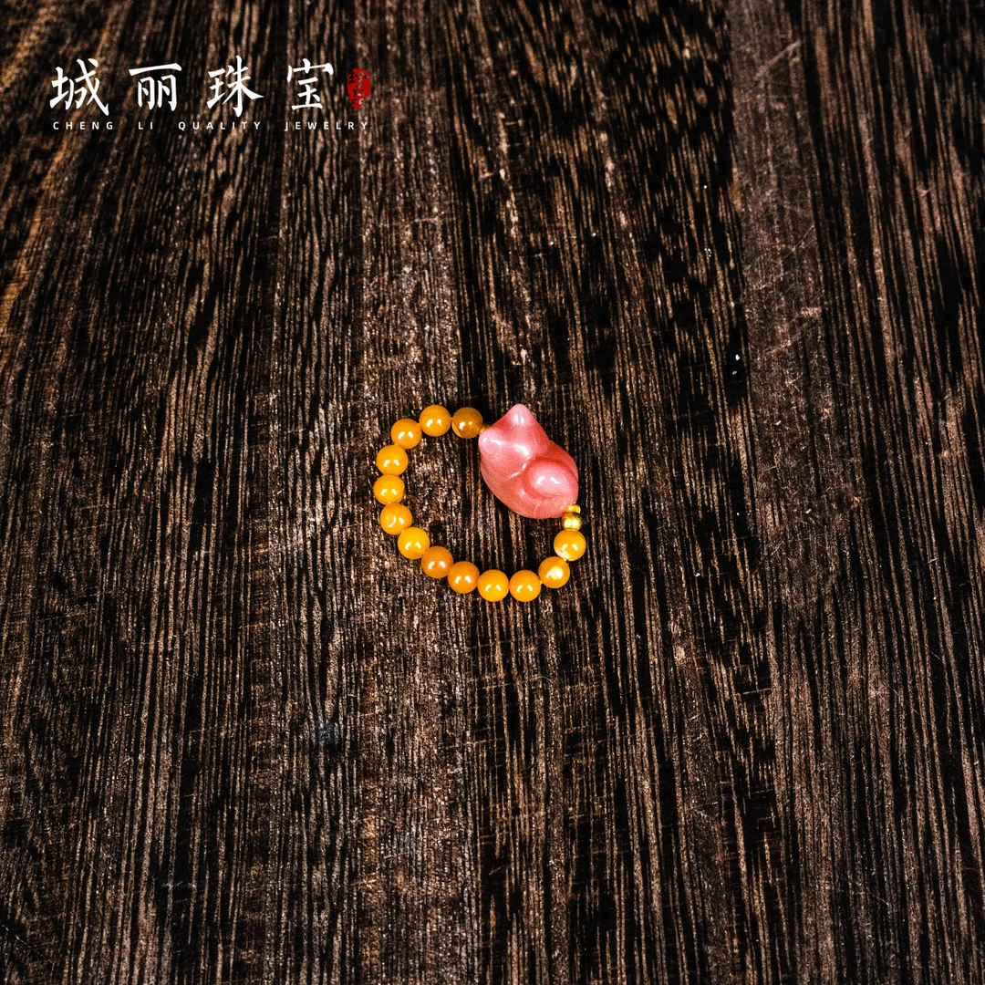 【城丽】蜜蜡招才猫戒指/个ZJH-236
