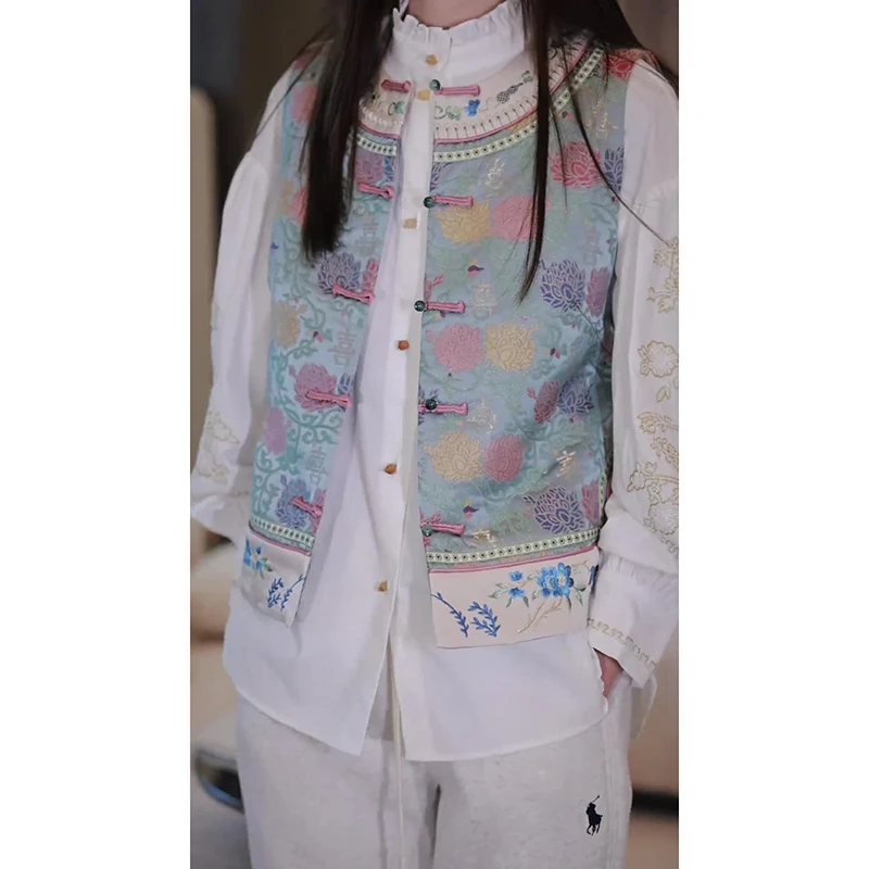 新中式国风女装盘扣上衣2025春秋新款高级感复古衬衫马甲两件套装