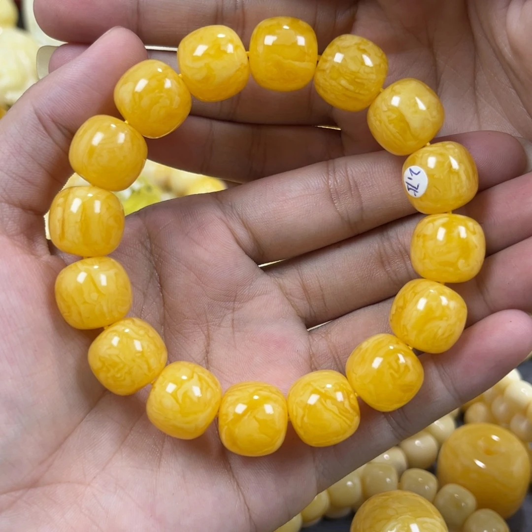 琥珀未镶嵌手串同料老邢手串14.2mm