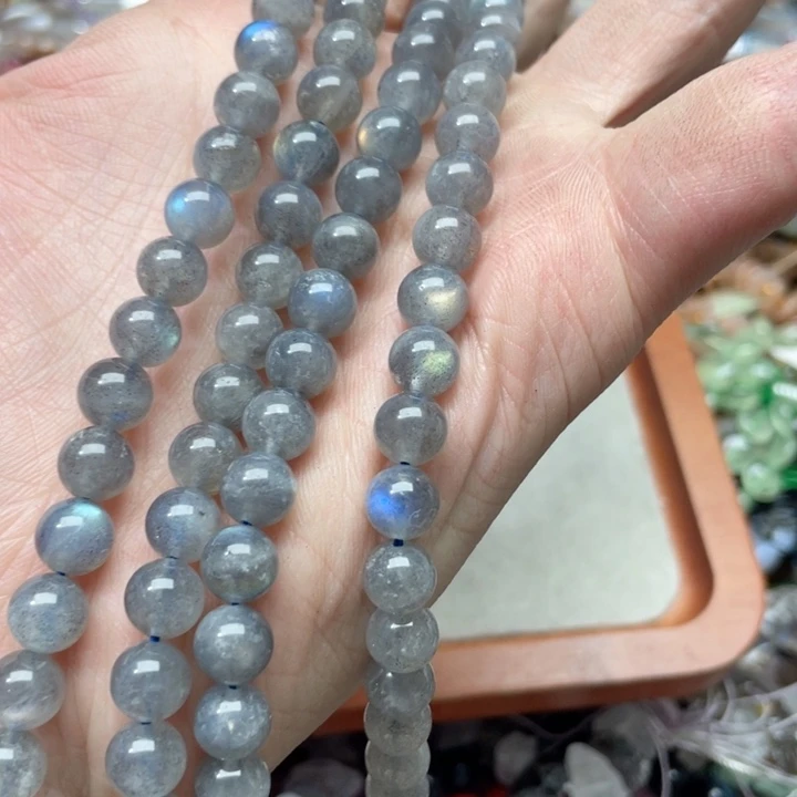 玛瑙/玉髓合金珠宝半成品一条8mm灰月光