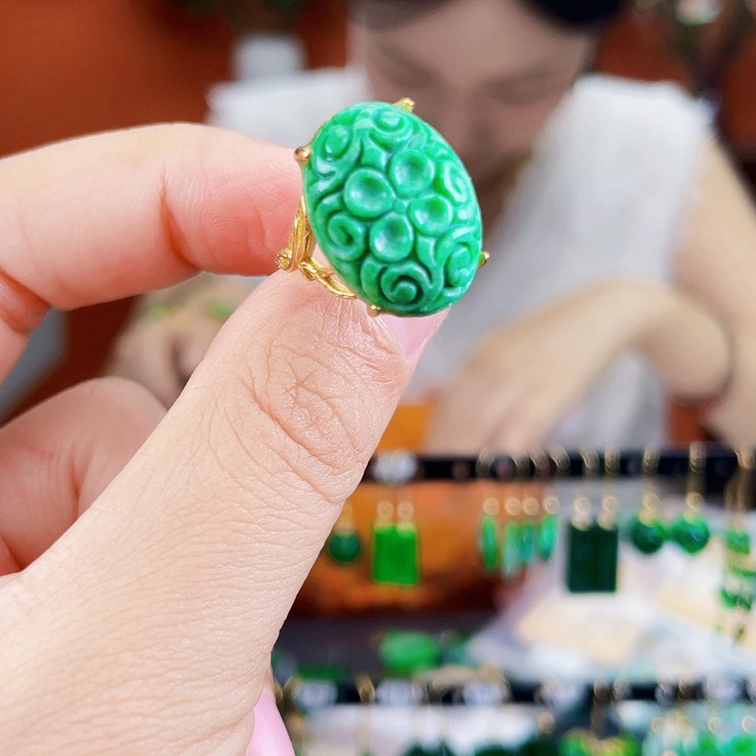 翡翠银S925镶嵌耳饰