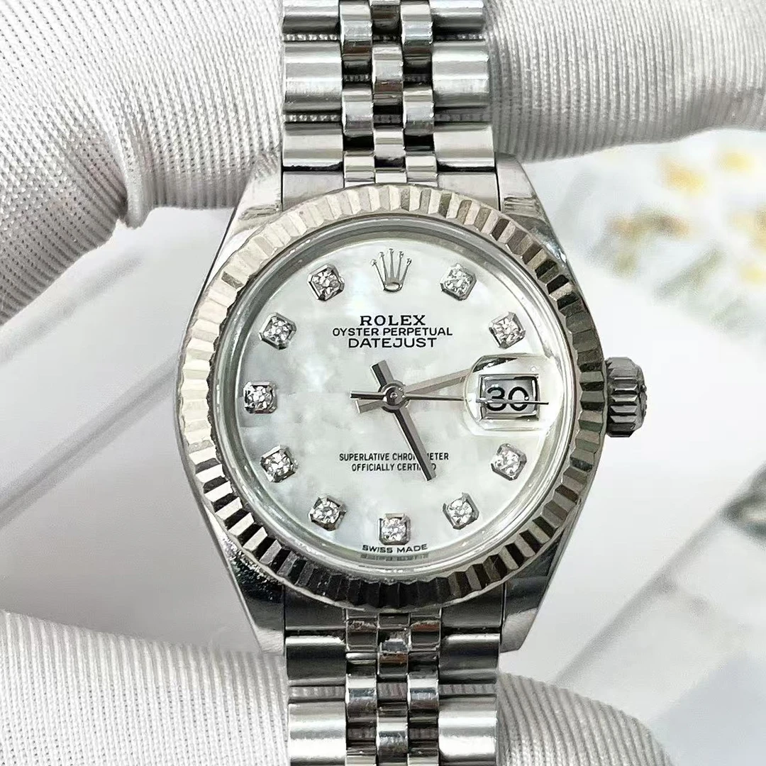 95新 Rolex/劳力士 女装日志型贝母盘钻刻m279174-0009腕表
