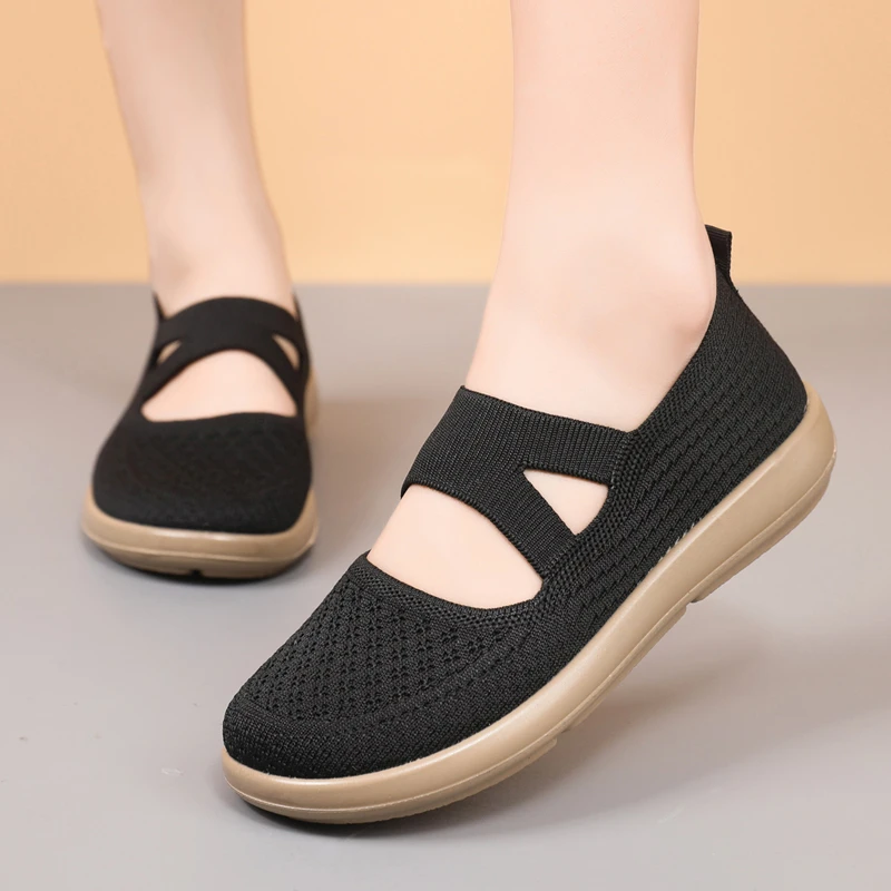 女鞋广场舞老北京妈妈鞋聚氨酯夏季网面防滑软底中老年健步鞋透气