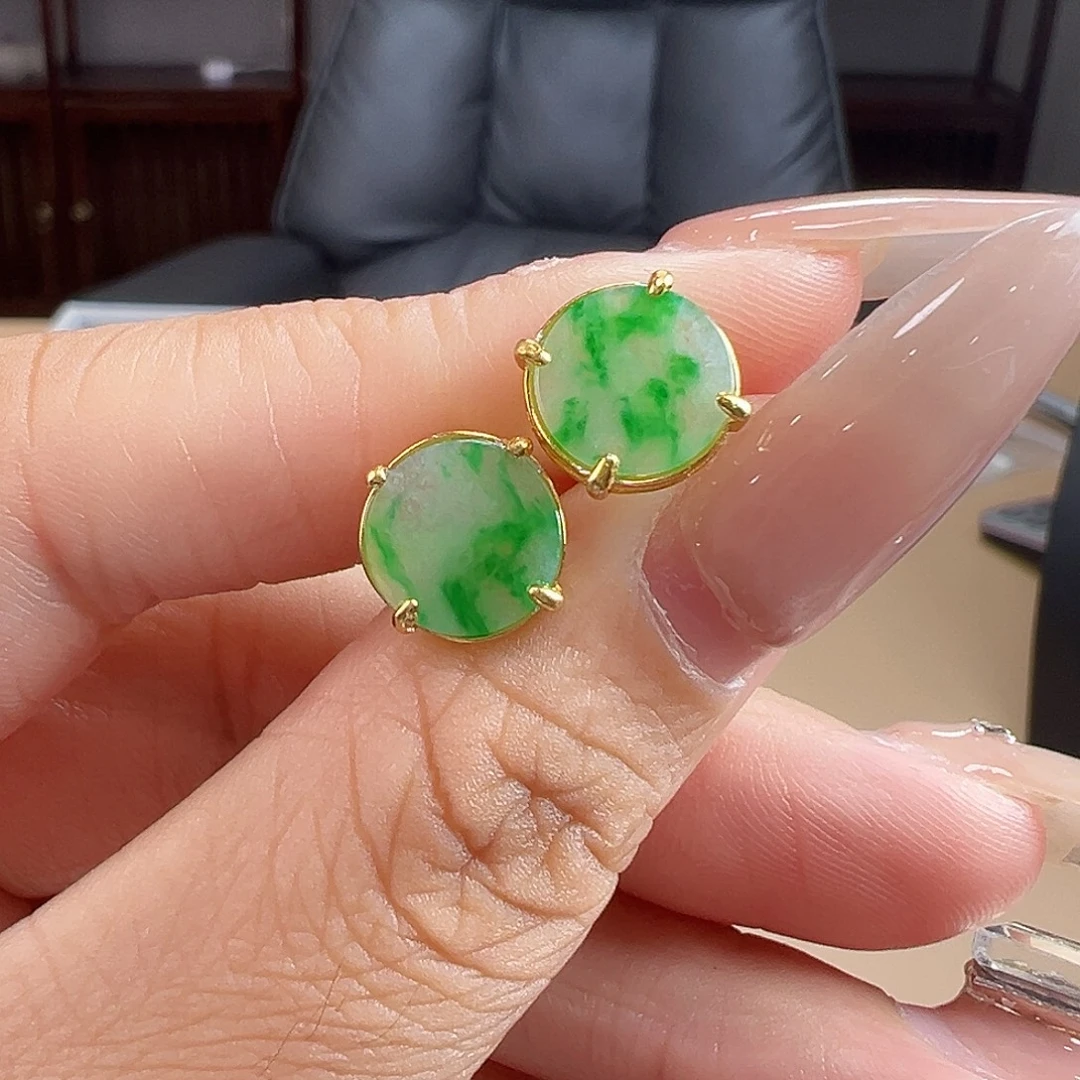 银S925镶嵌翡翠耳饰耳饰51
