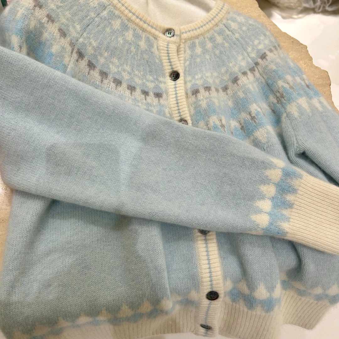 【白雪公主】韩系费尔岛甜美开衫