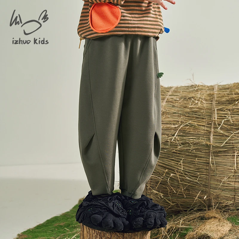 小日着童装休闲裤2025秋季新款中大男女童针织保暖束脚裤TD3119K0