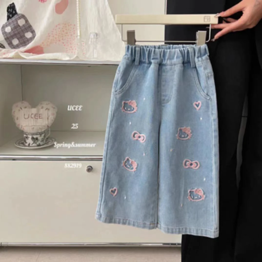 53011儿童牛仔裤2025春季上新女童立体KT猫韩版牛仔裤休闲百搭