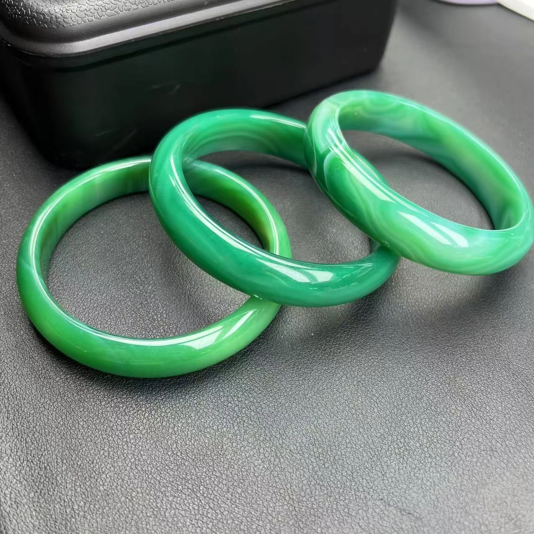 S1546卡15左右-梦幻双重玛瑙玉绿手镯-多样发只发一件-