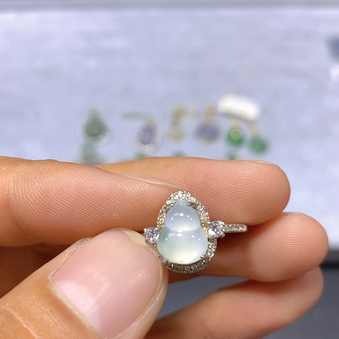 翡翠戒指银S925镶嵌29号