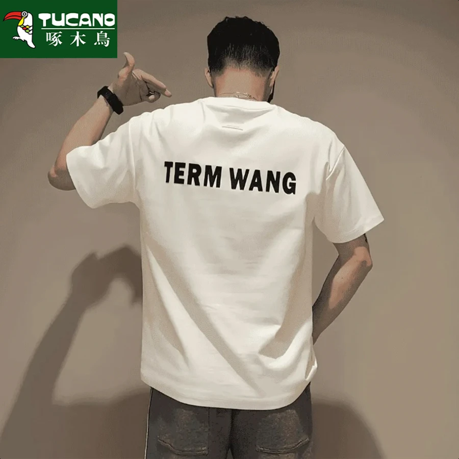 啄木鸟男士印花短袖修身型圆领夏季T恤潮流休闲百搭ins港风半袖T