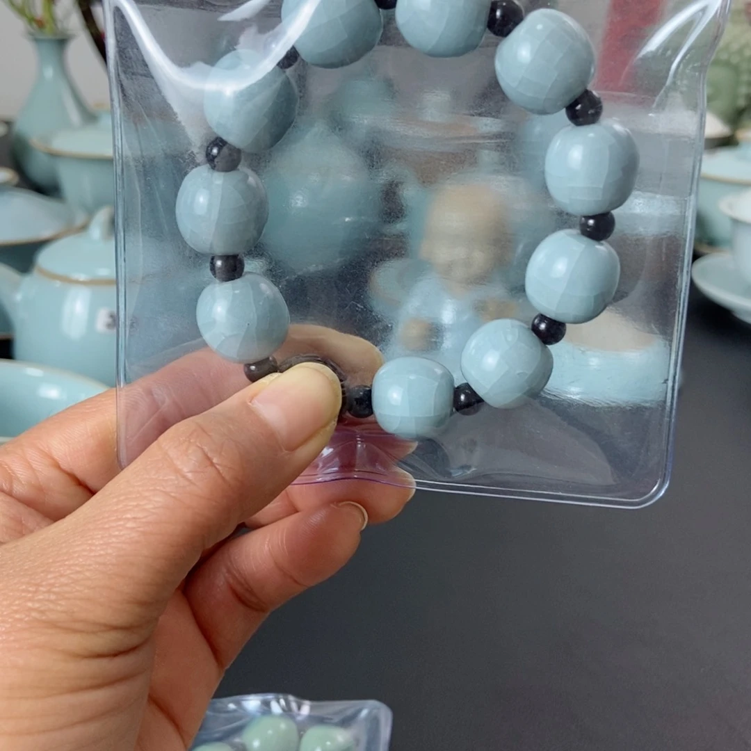 南*天青釉手串满珠。