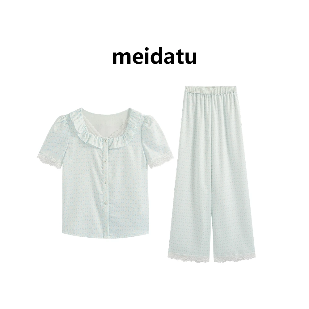 美哒兔（半糖主义）甜美蕾丝花边家居服套装（高个子版）CD493-RG