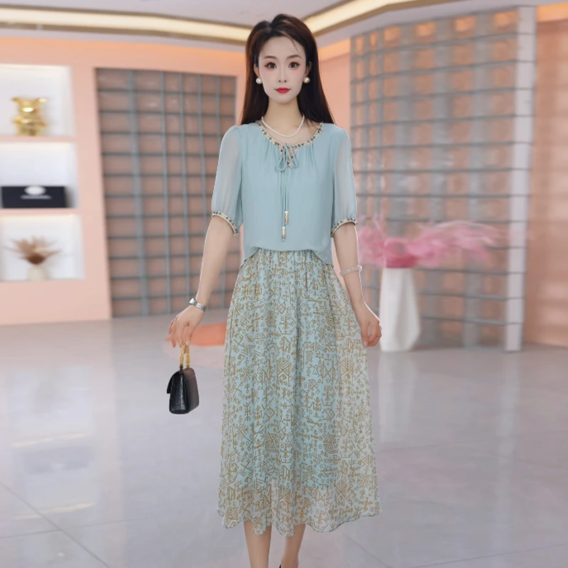 【假两件连衣裙】春夏季新款时尚修身高贵洋气减龄遮肚复古连衣裙女