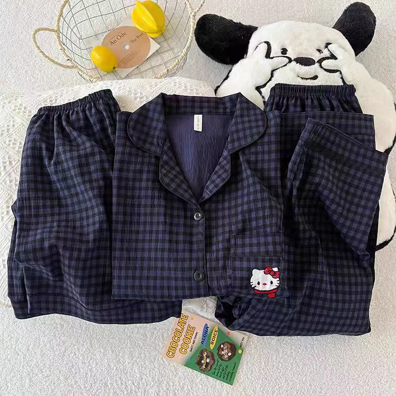 夏款薄卡通甜美长裤云朵棉睡衣家居服套套装