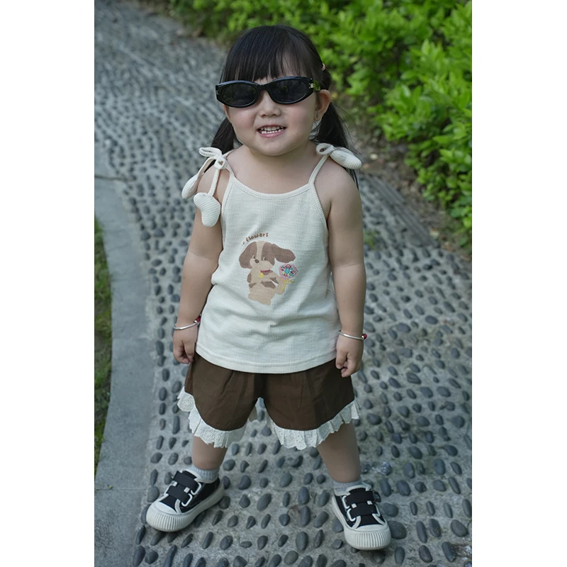 【Koala抱抱屋】夏季新款童装女宝百搭小狗吊带背心薄款上衣女款