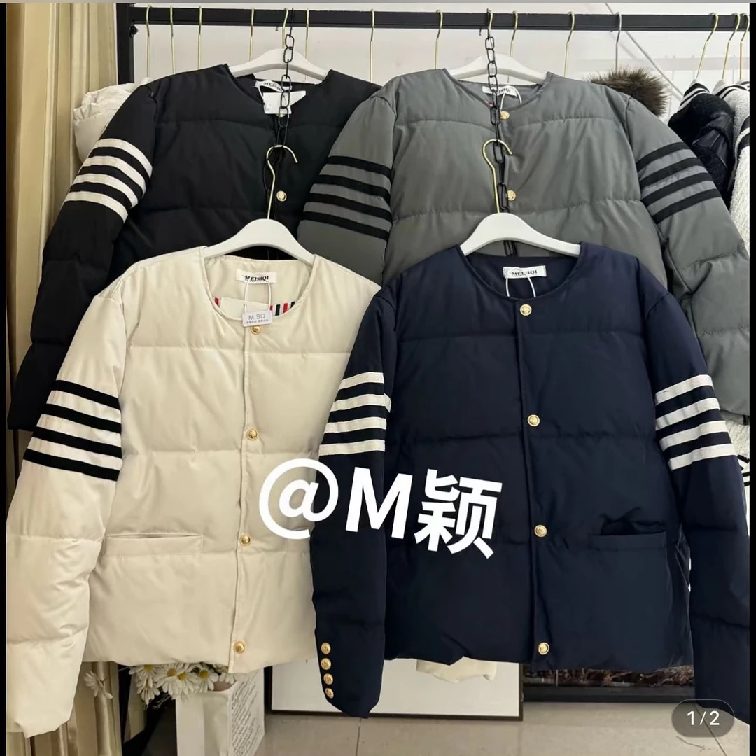 837加棉～潮酷袖杠条条圆领短款棉服