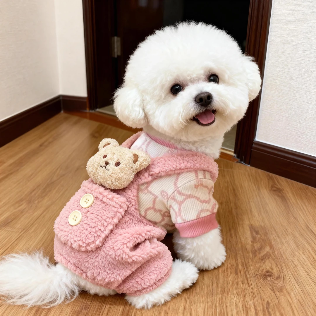 狗狗秋冬加厚保暖四脚衣小熊背带裤小型犬泰迪比熊博美宠物猫咪棉