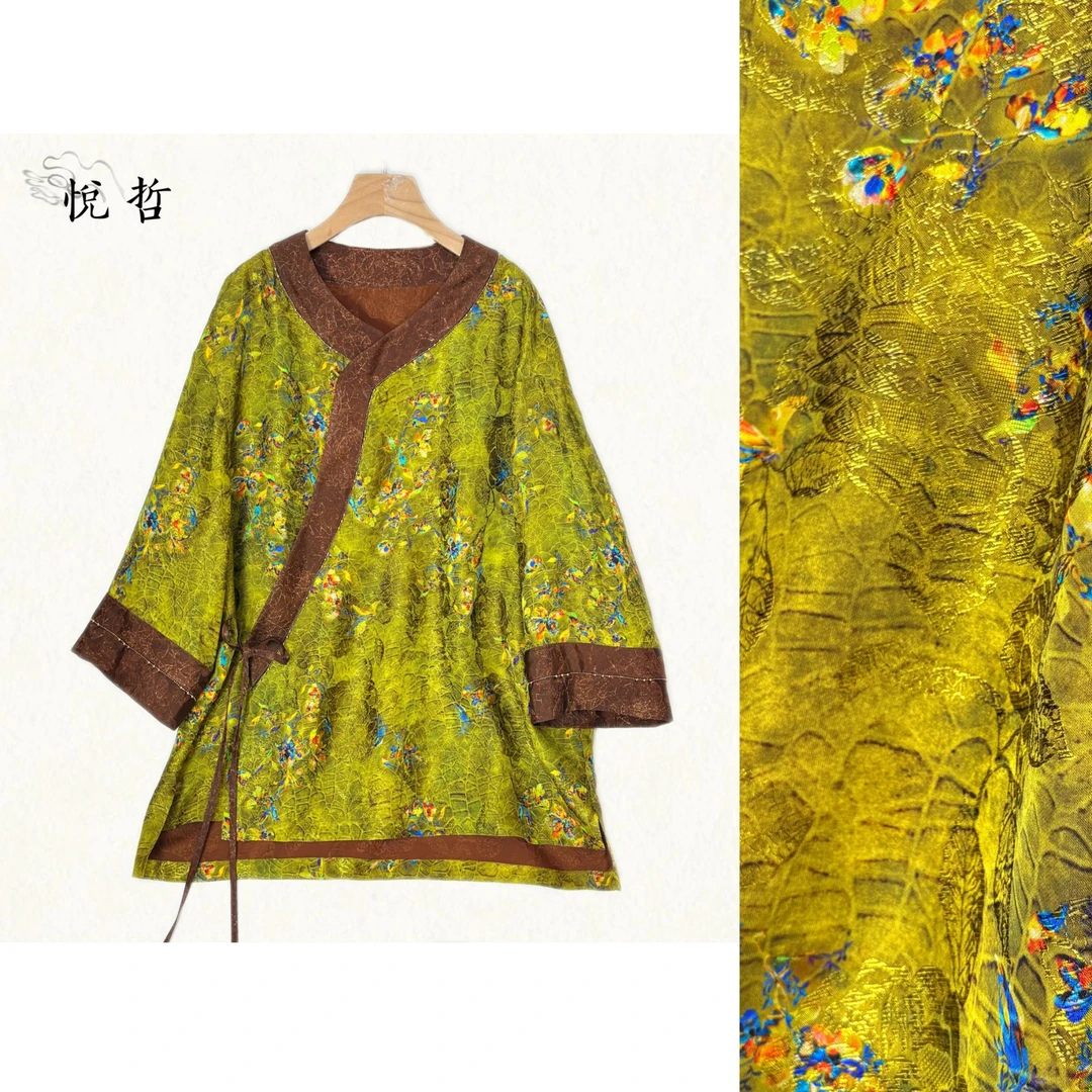 YUEZHE新中式复古提花上衣2025秋季国风宽松显瘦民族风时尚衬衫