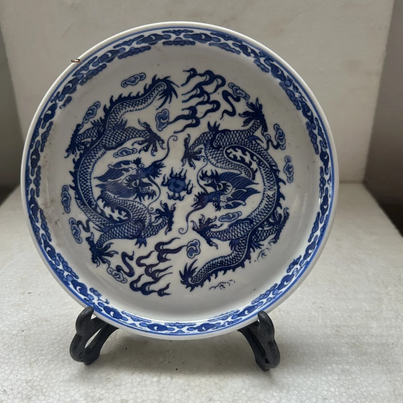 景德镇高温双龙戏珠茶盘