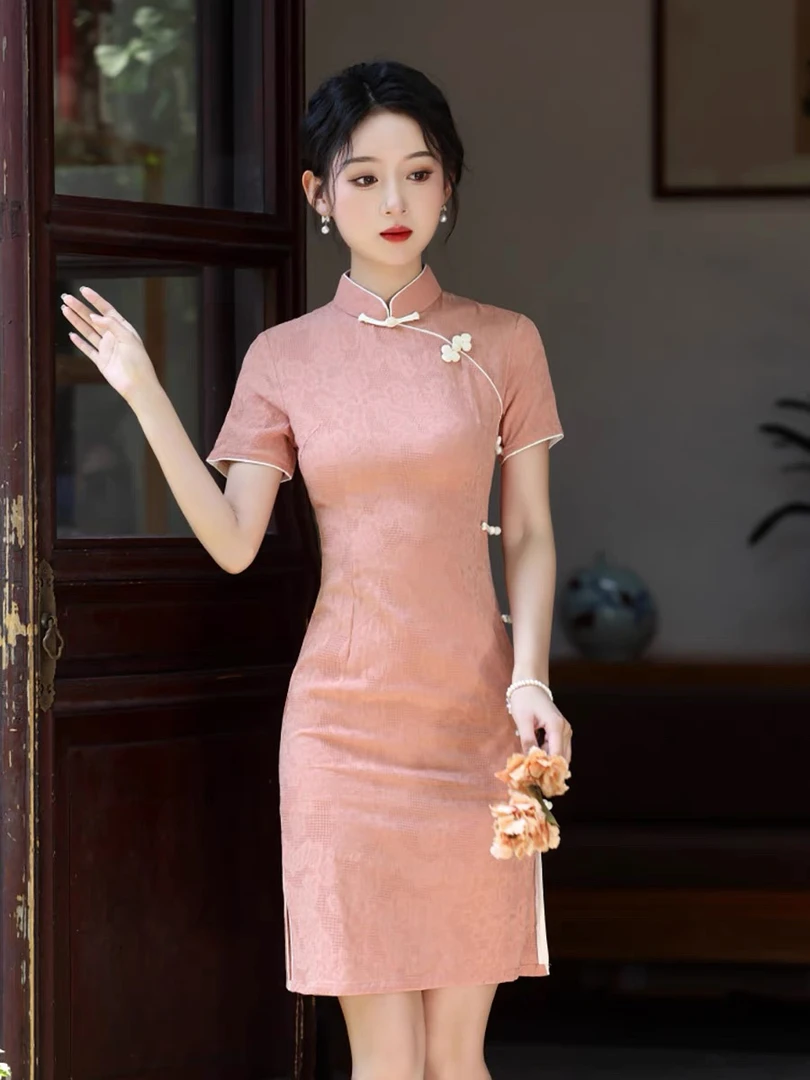 【2534 柔情似水 粉色】显瘦气质修身优雅复古中国风旗袍