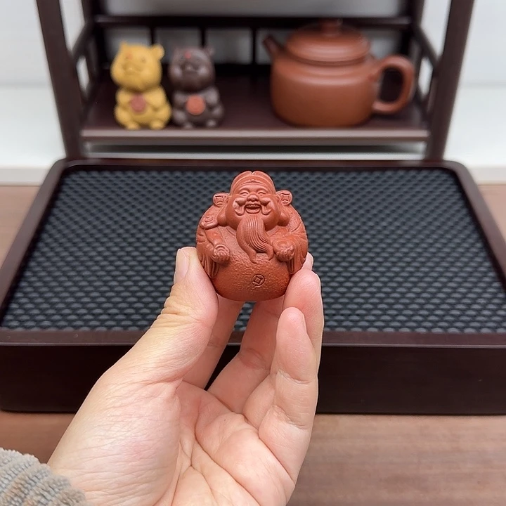茶案朱泥财神爷茶宠
